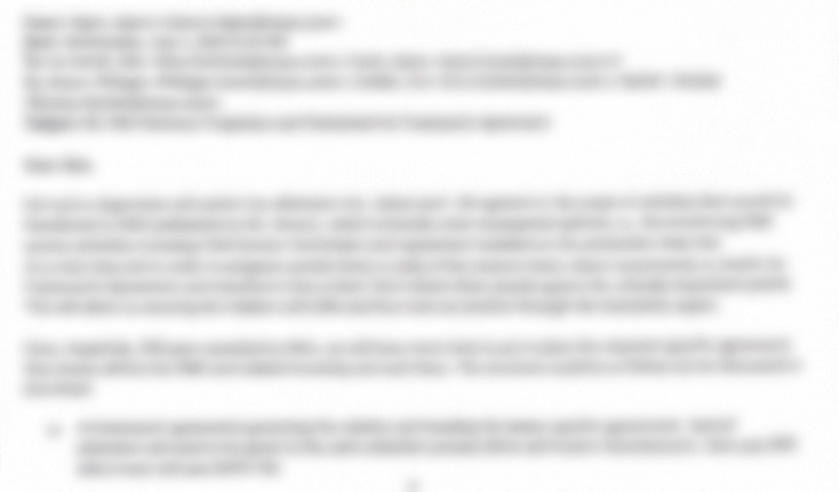 1 July 2020 — Gianni Nigro. Subject: RE: DNS Revenue Projection and Termsheet for Framework Agreement. Permanently blurred email preview from page 9 of the analysis file.